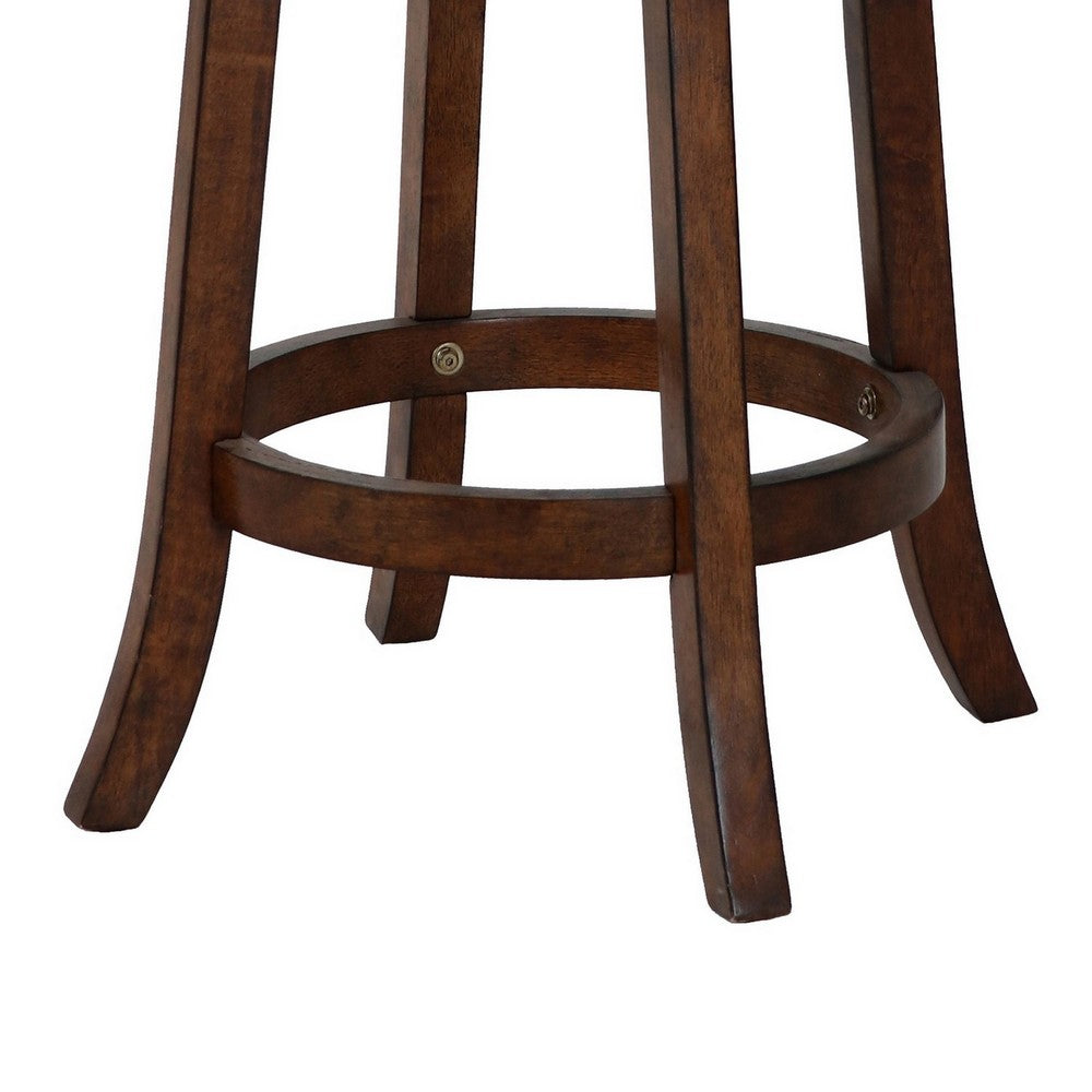 Benjara Curved Swivel Counter Chair, Fabric Padded Seating, Brown