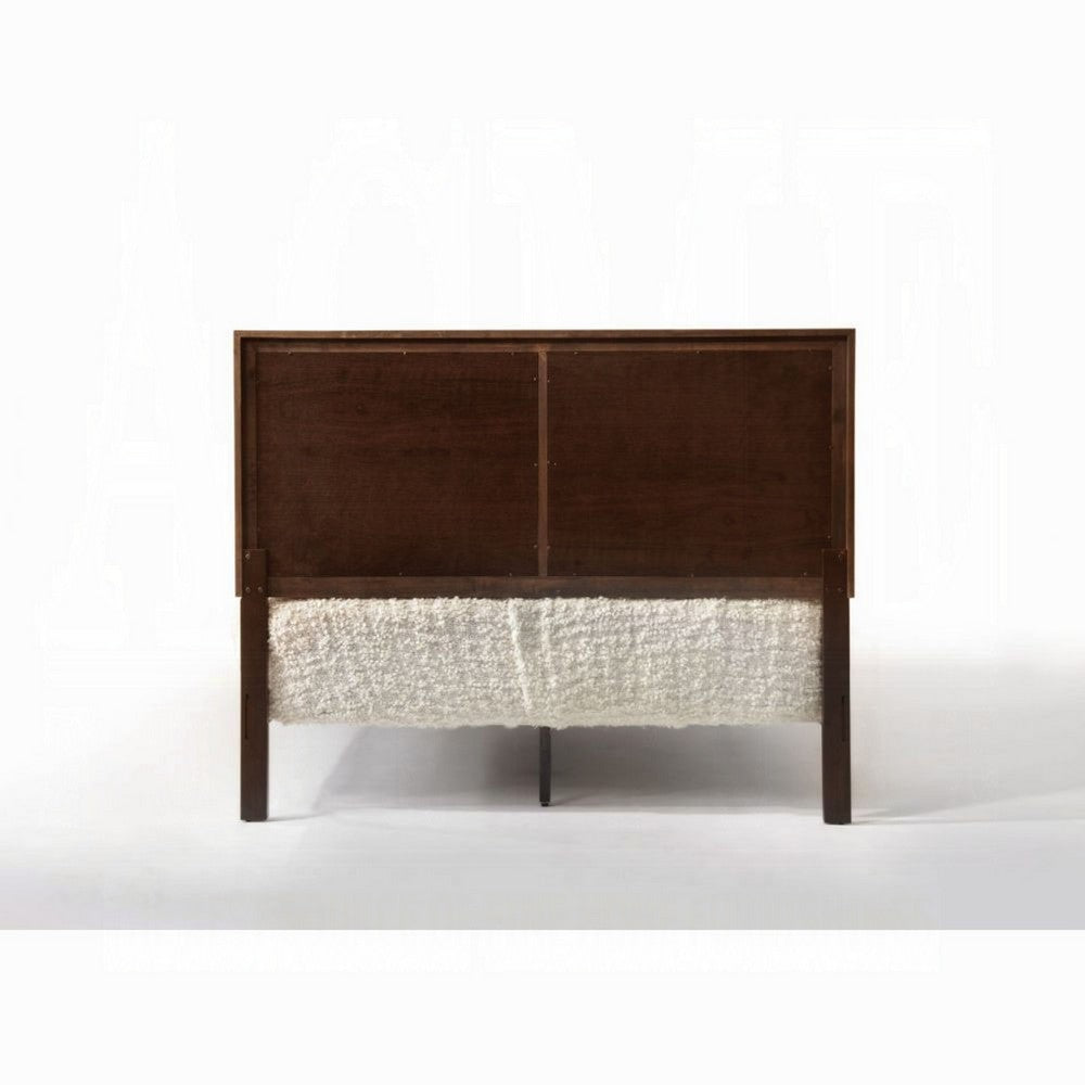 Benjara Paneled Eastern King Low Profile Bed with Chamfered Legs, Brown