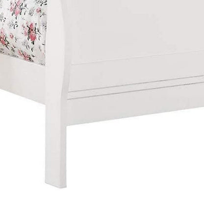 Benjara Transitional Panel Design Sleigh Eastern King Size Bed, White