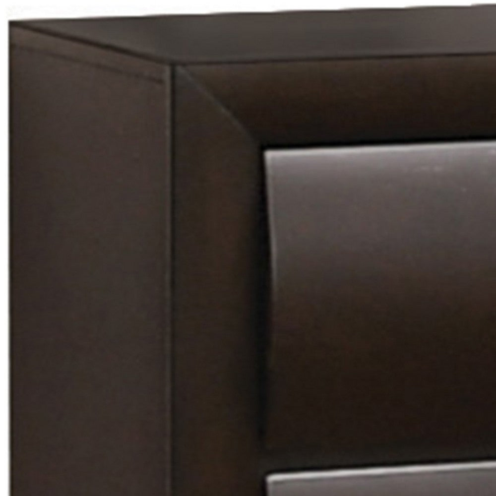 Benjara 2 Drawer Wooden Nightstand with Metal Ring Handles And Harpin Legs, Brown