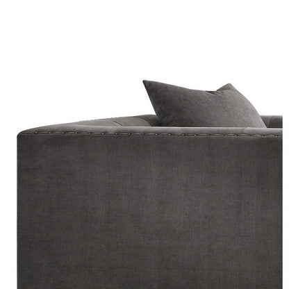 Benjara Fabric Upholstered Wooden Sofa Chair with Nail Head Trim, Gray