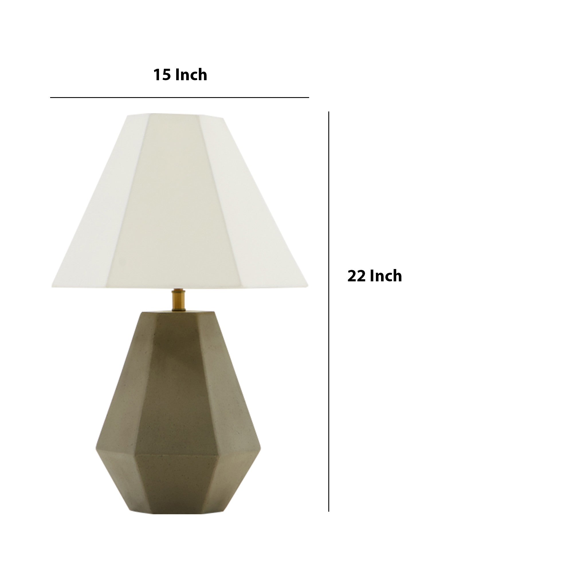 Benjara Concrete Base Modern Table Lamp with Empire Shade, White And Gray