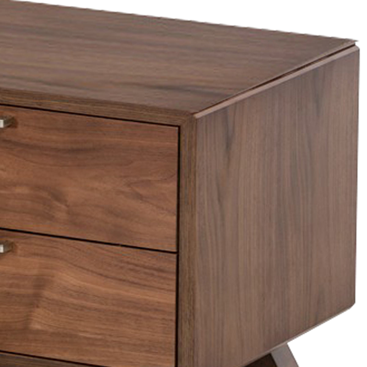 Benjara 2 Drawer Wooden Nightstand with Metal Bar Handles And Angled Legs, Brown