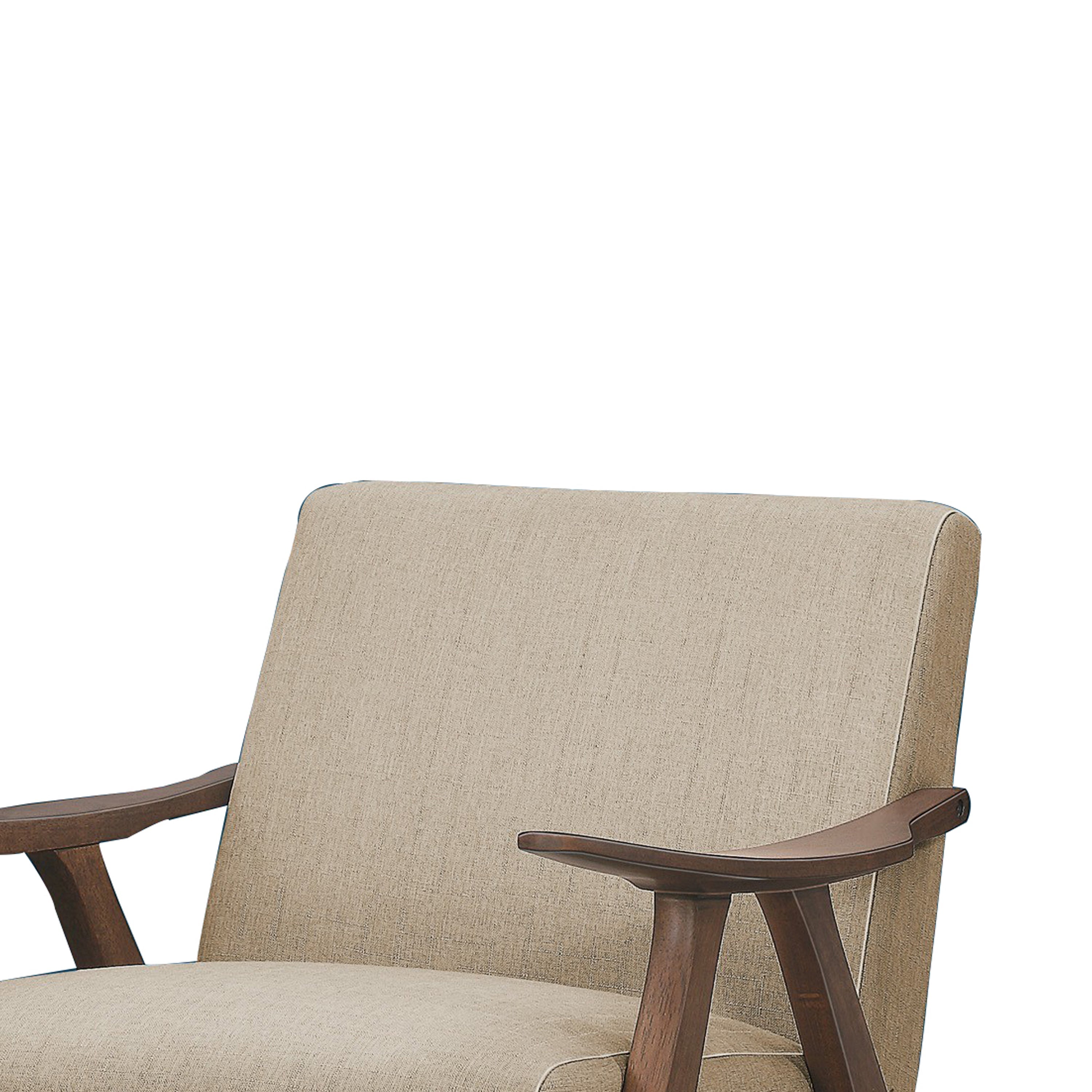 Benjara Fabric Upholstered Accent Chair with Curved Armrests, Light Brown