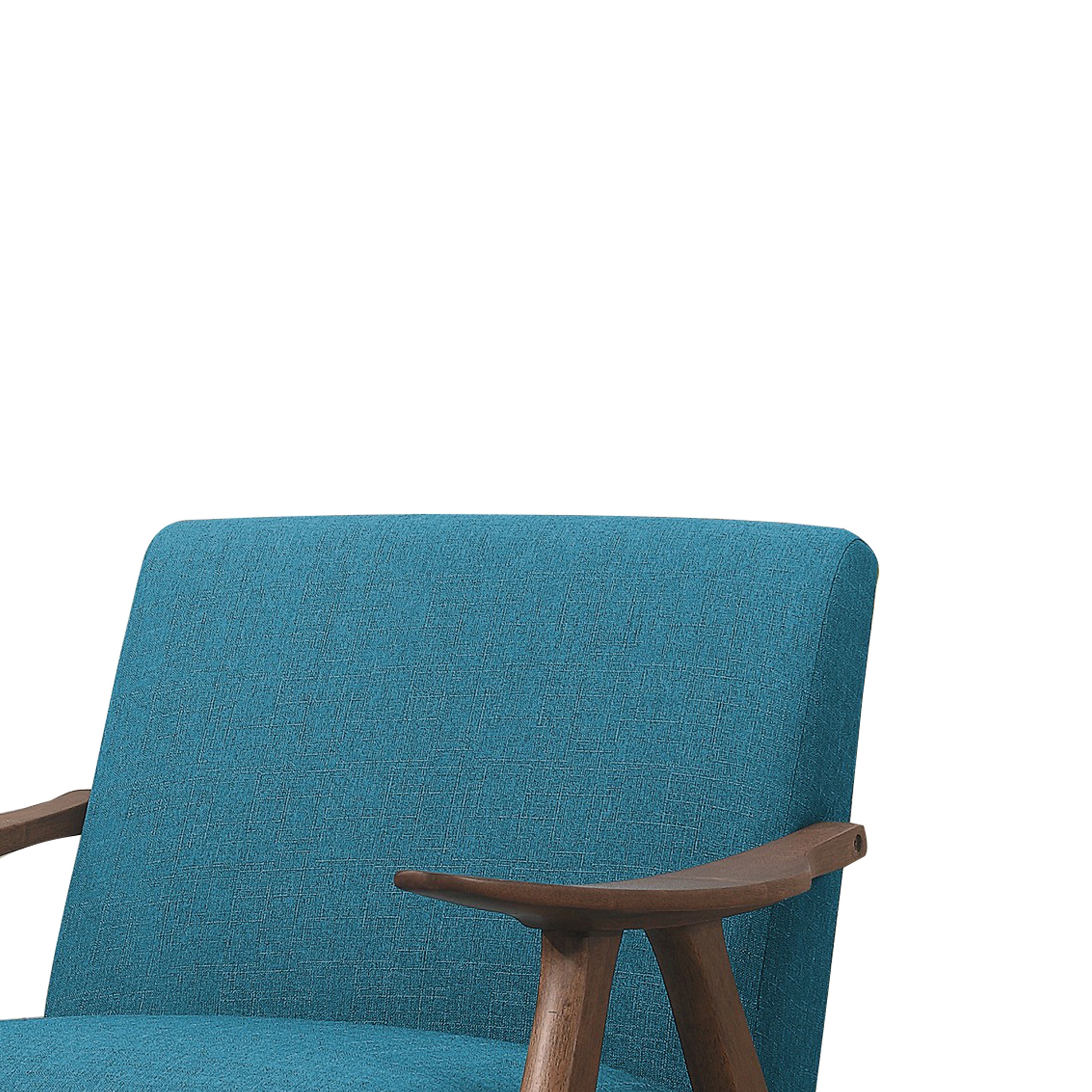 Benjara Fabric Upholstered Accent Chair with Curved Armrests, Blue