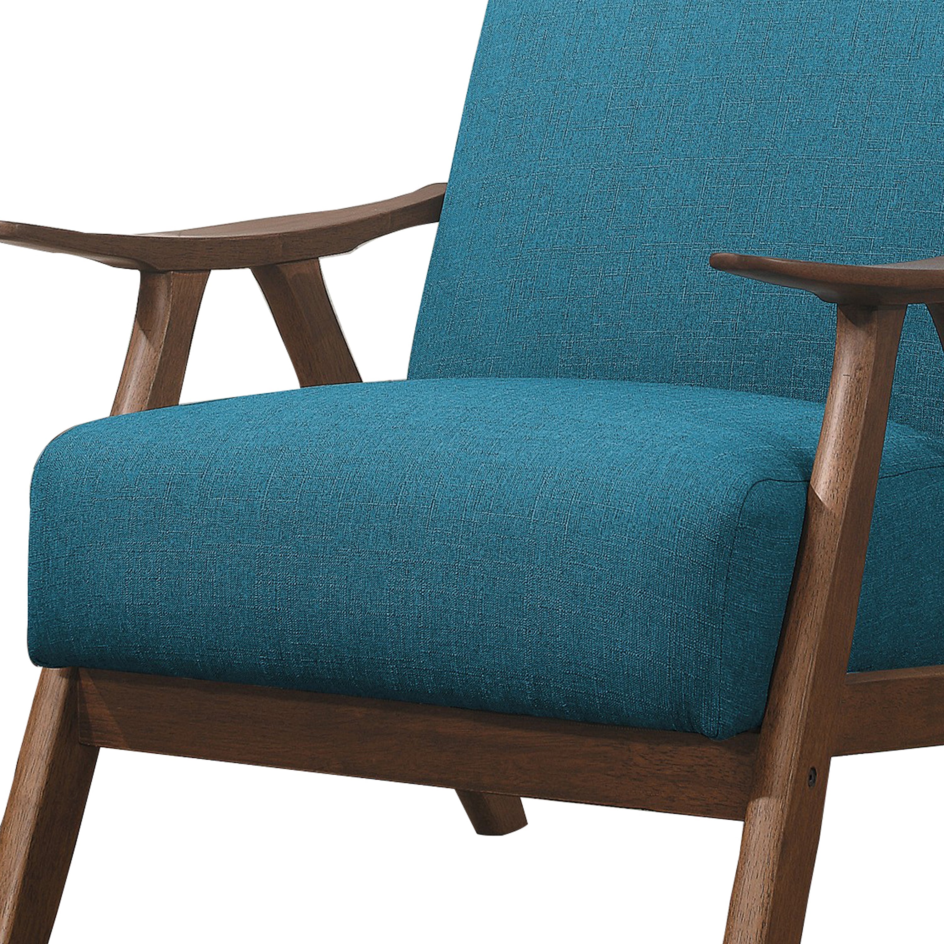 Benjara Fabric Upholstered Accent Chair with Curved Armrests, Blue