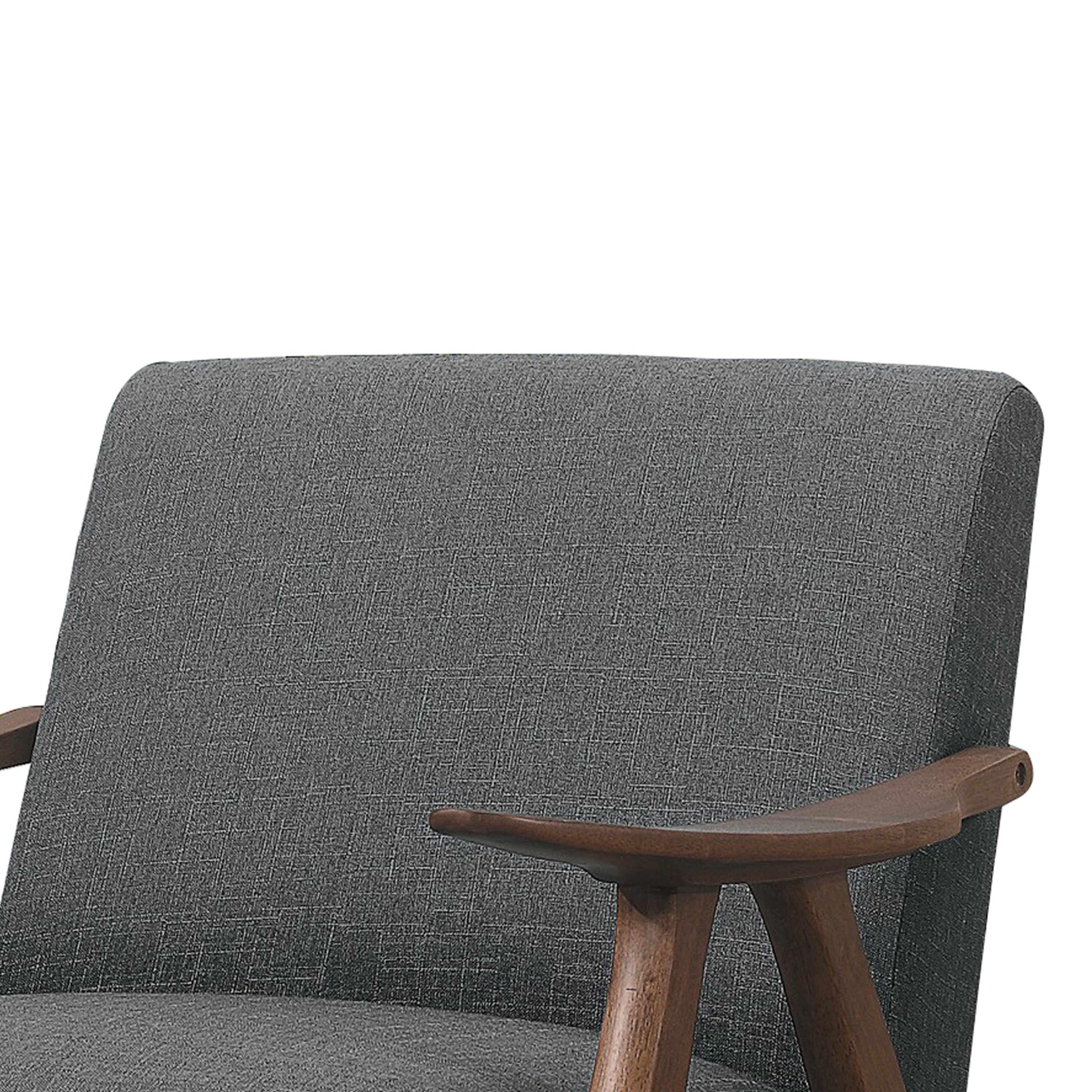 Benjara Fabric Upholstered Accent Chair with Curved Armrests, Gray