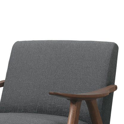 Benjara Fabric Upholstered Accent Chair with Curved Armrests, Gray