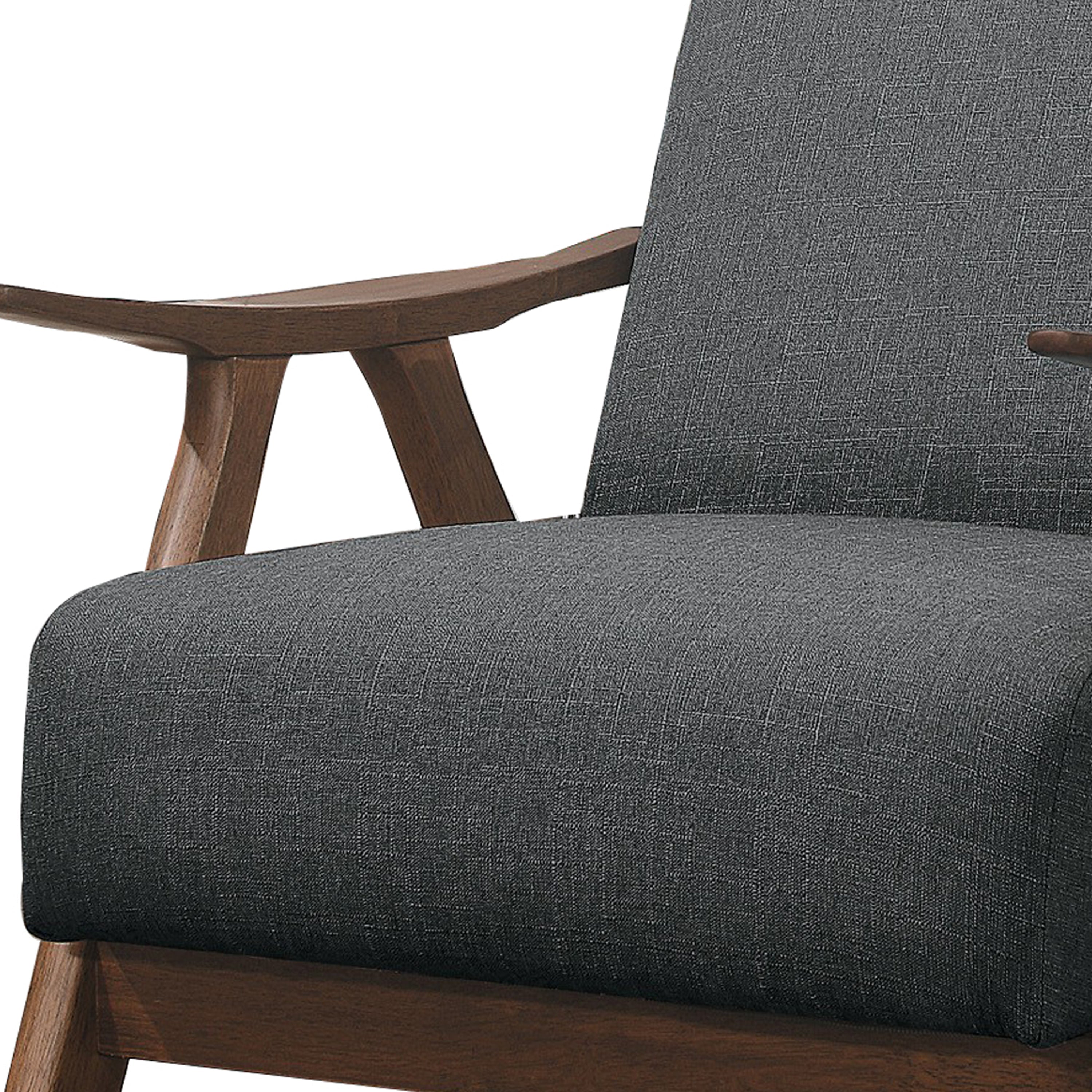 Benjara Fabric Upholstered Accent Chair with Curved Armrests, Gray