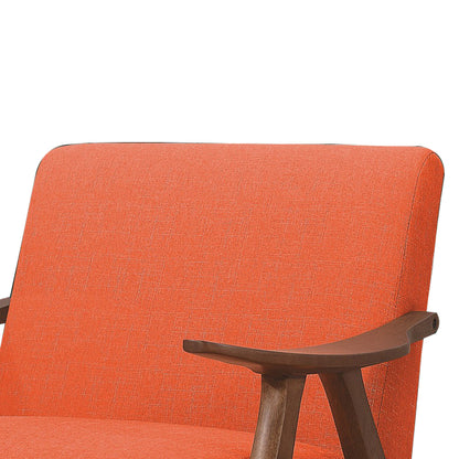 Benjara Fabric Upholstered Accent Chair with Curved Armrests, Orange