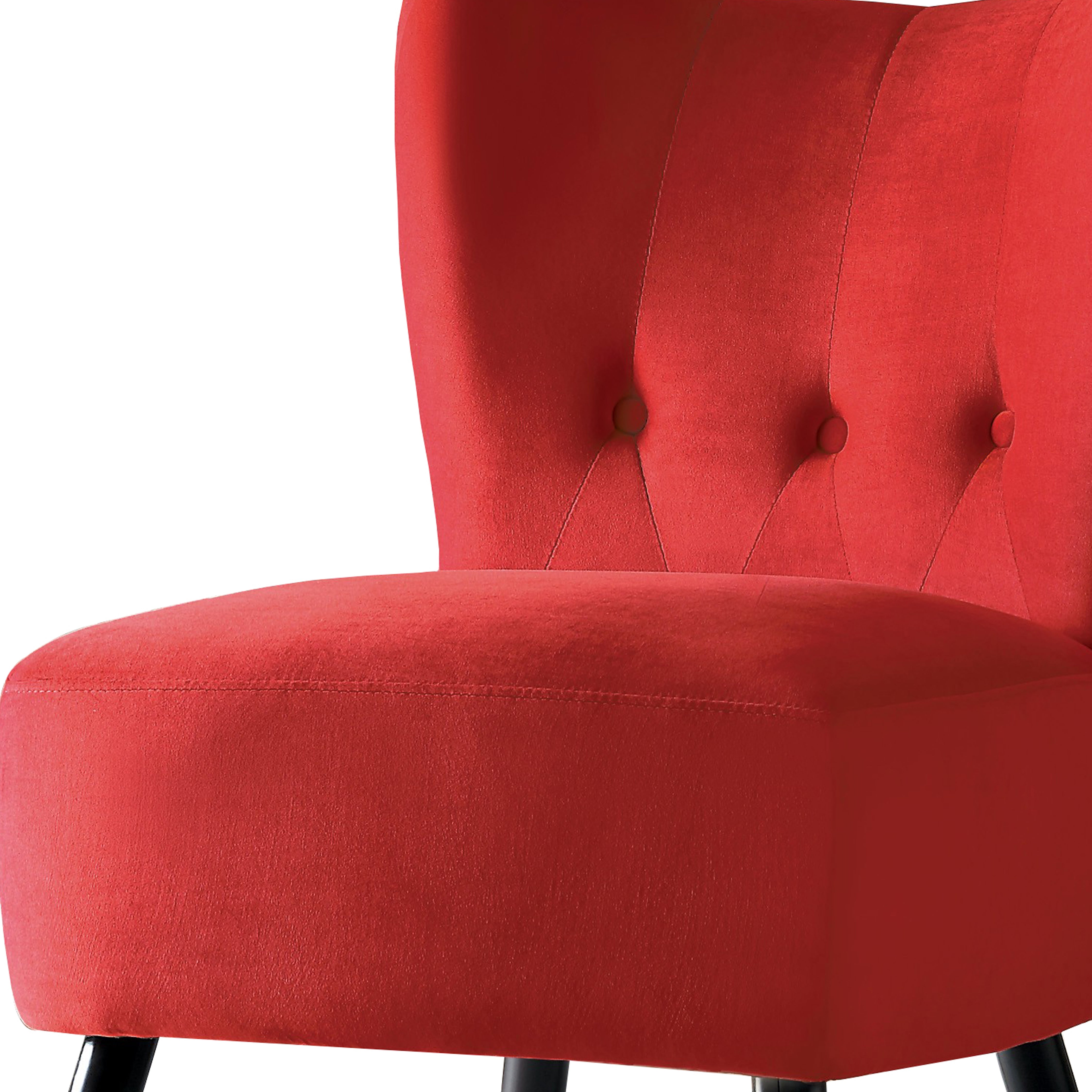 Benjara Upholstered Armless Accent Chair with Flared Back And Button Tufting, Red