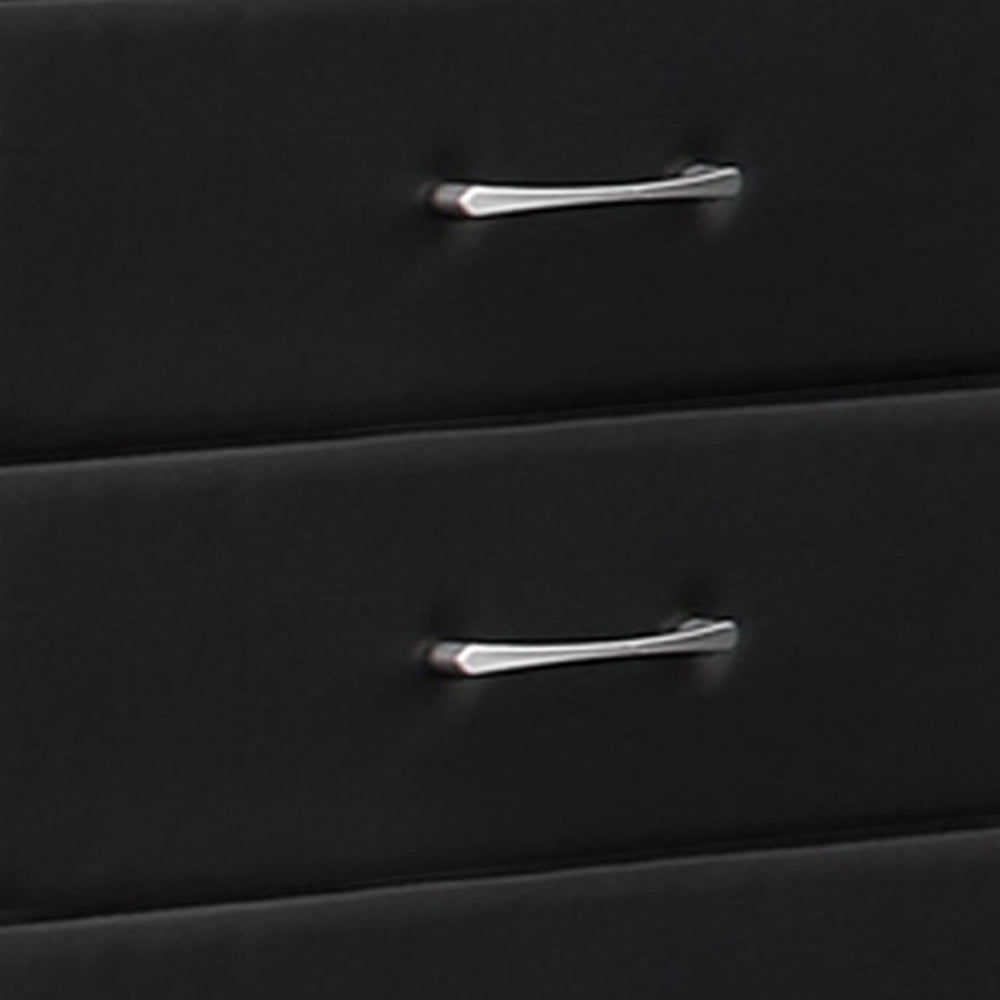 Benjara 5 Drawer Leatherette Wooden Frame Chest with Tapered legs, Black