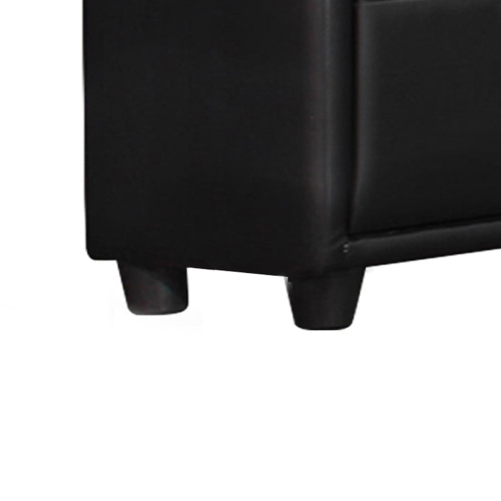 Benjara 5 Drawer Leatherette Wooden Frame Chest with Tapered legs, Black