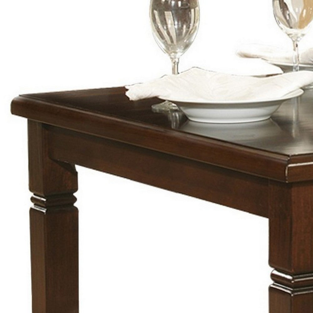 Benjara Rectangular Shape Wooden Dining Table with Tapered Legs, Oak Brown