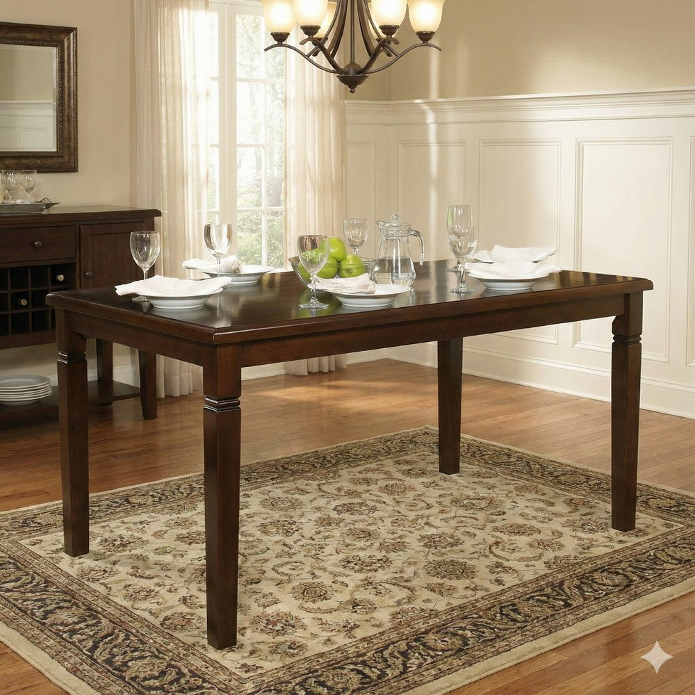 Benjara Rectangular Shape Wooden Dining Table with Tapered Legs, Oak Brown