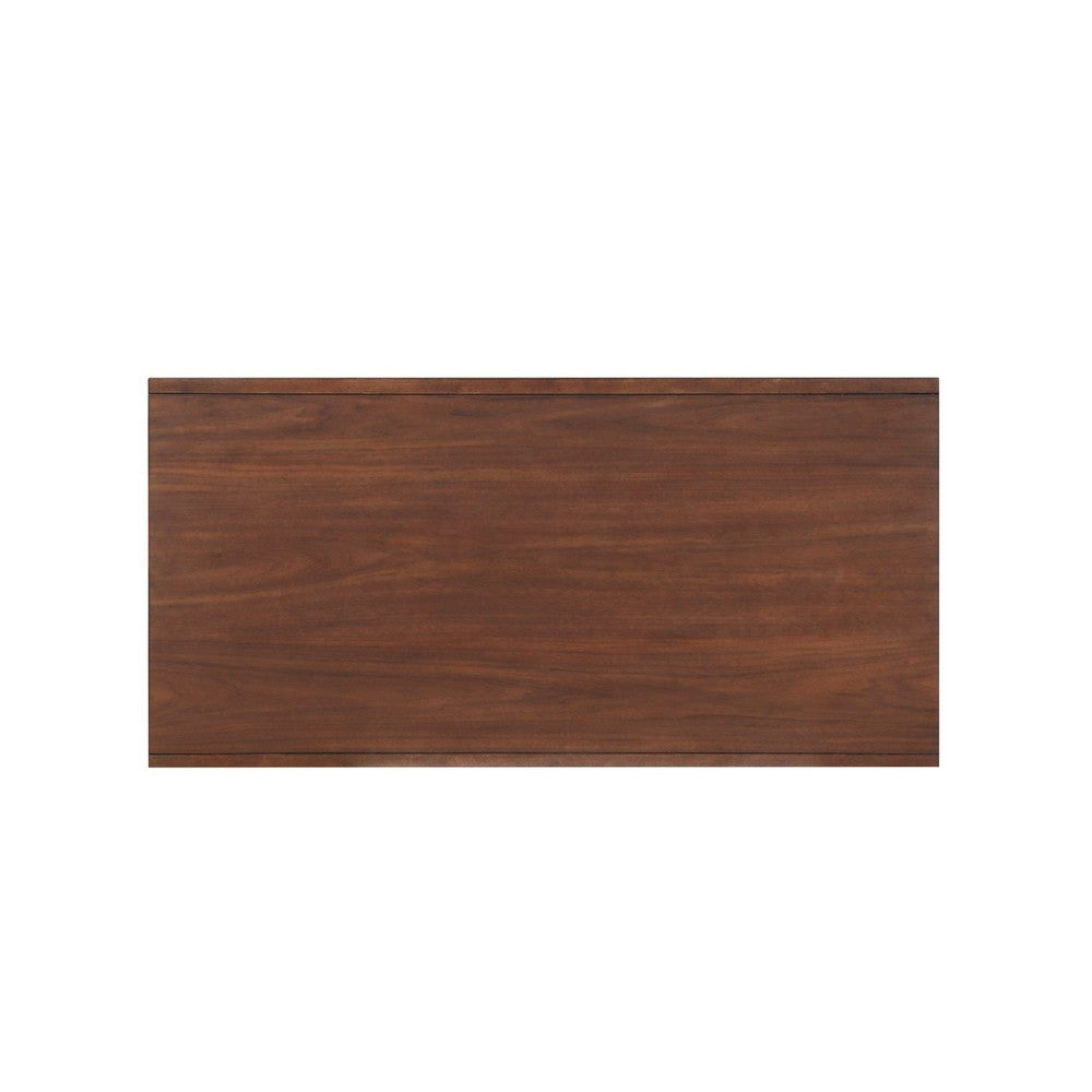 Benjara 2 Drawer Wooden Coffee Table with Splayed Legs, Walnut Brown