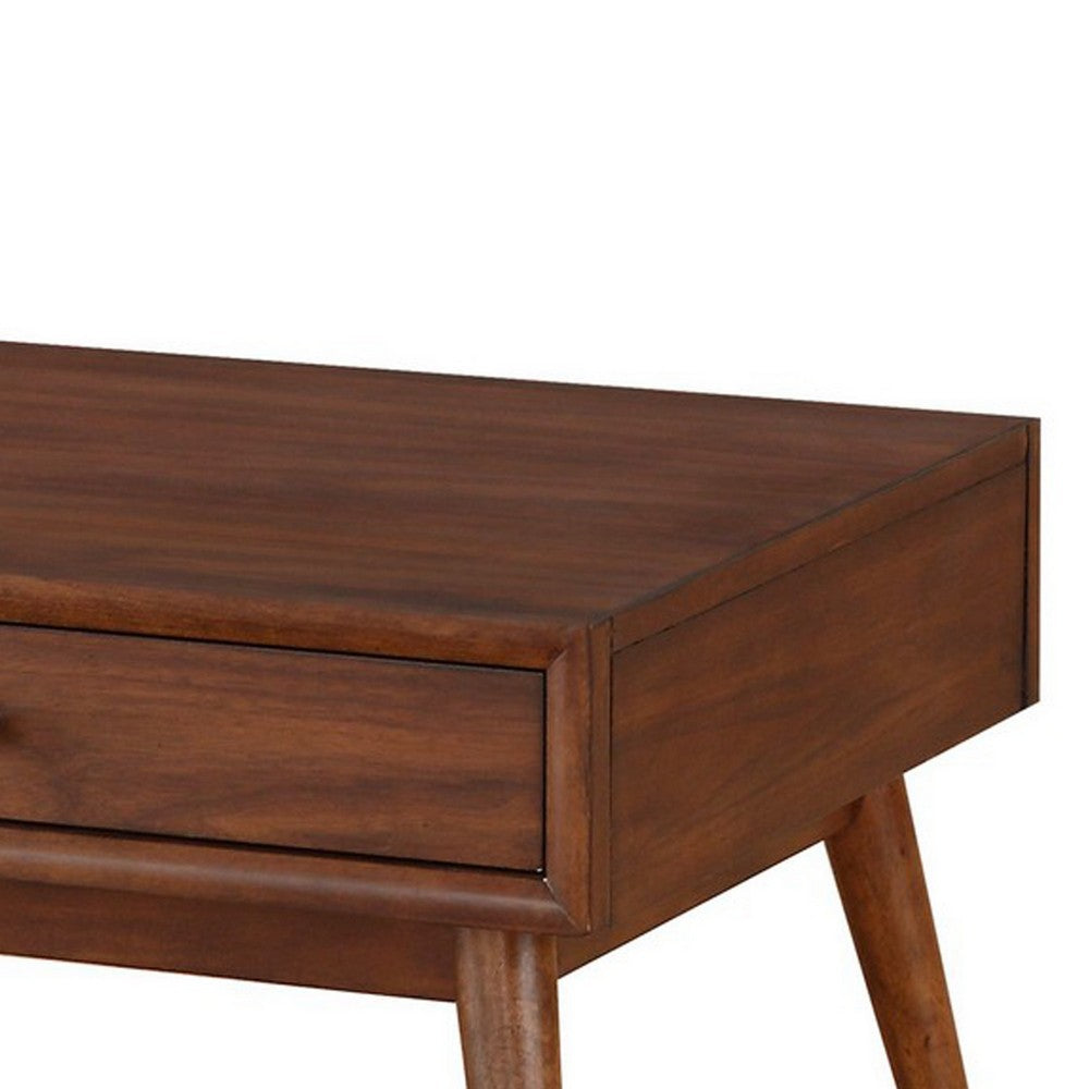 Benjara 2 Drawer Wooden Coffee Table with Splayed Legs, Walnut Brown