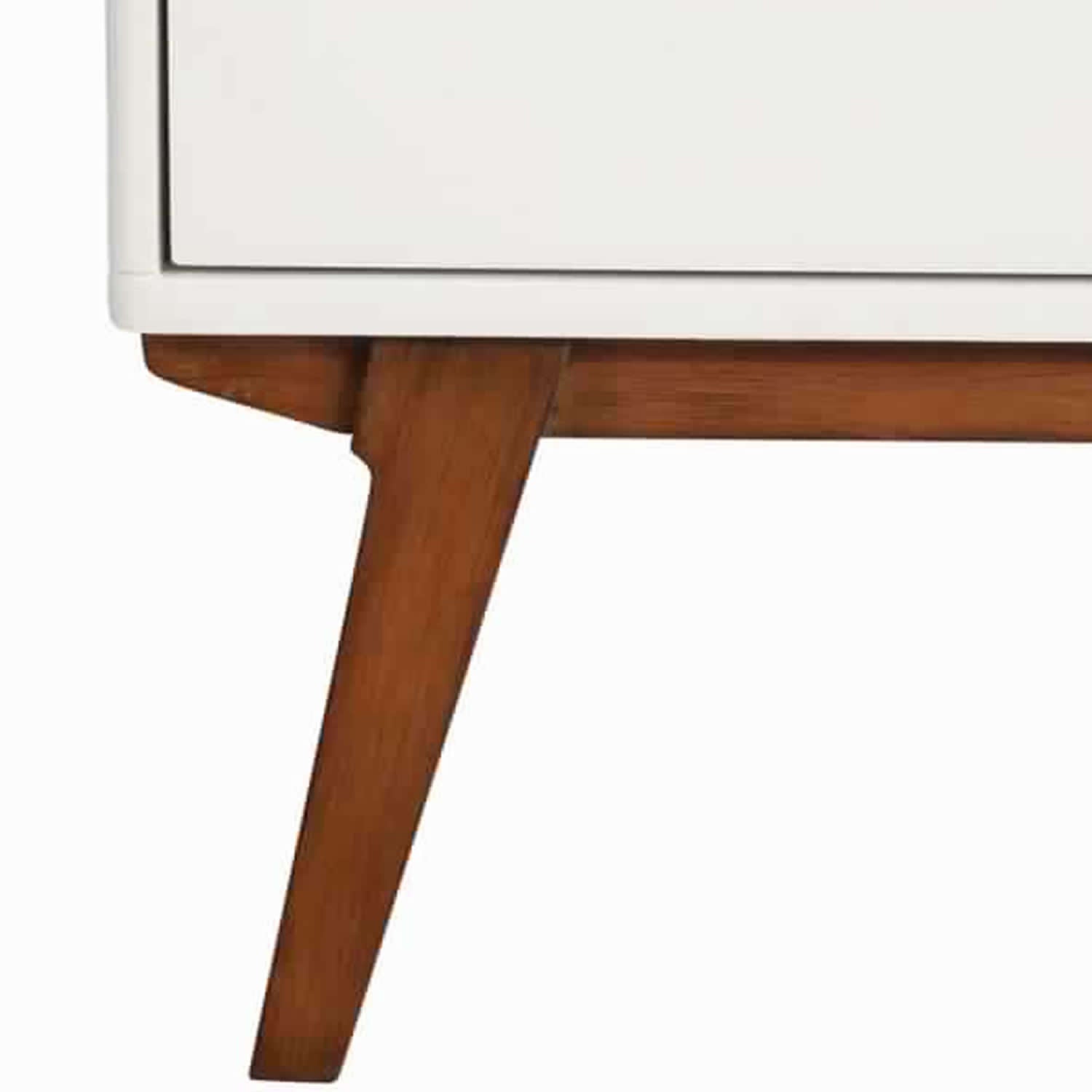 Benjara 2 Drawer Wooden Nightstand with Angled Legs, White And Brown