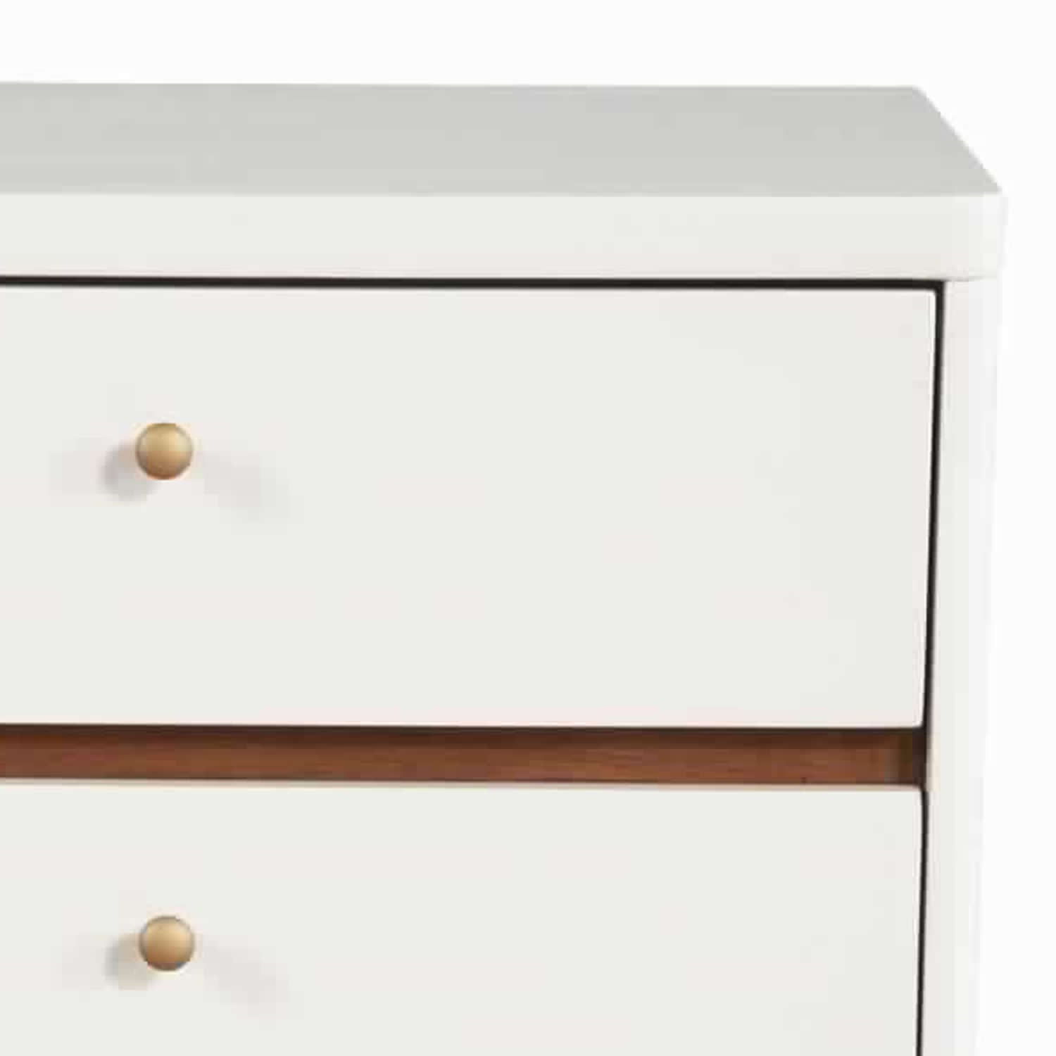 Benjara 2 Drawer Wooden Nightstand with Angled Legs, White And Brown