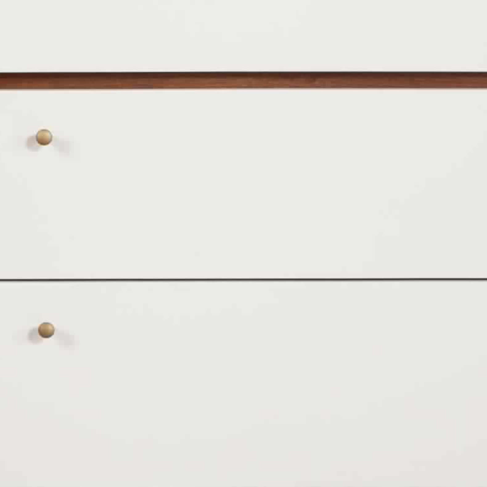 Benjara 3 Drawer Wood Chest with Round Pulls And Angled Legs, Small,White And Brown