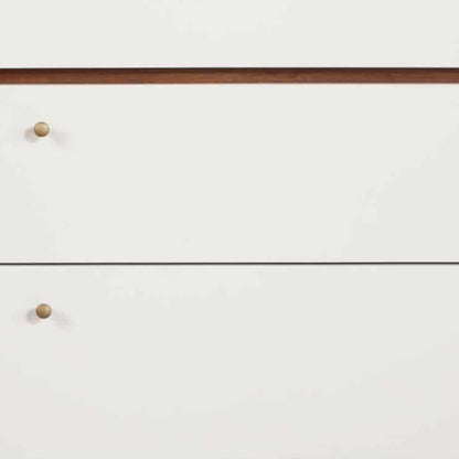 Benjara 3 Drawer Wood Chest with Round Pulls And Angled Legs, Small,White And Brown