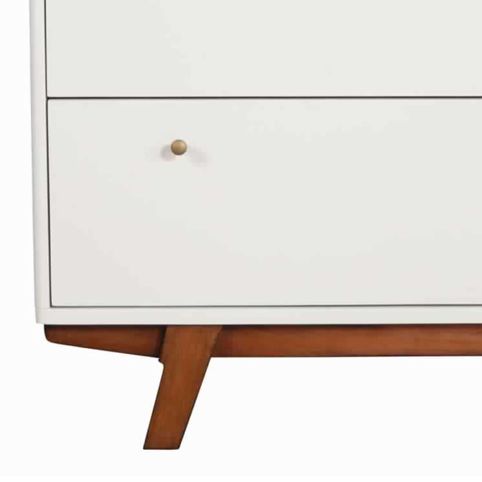Benjara 3 Drawer Wood Chest with Round Pulls And Angled Legs, Small,White And Brown
