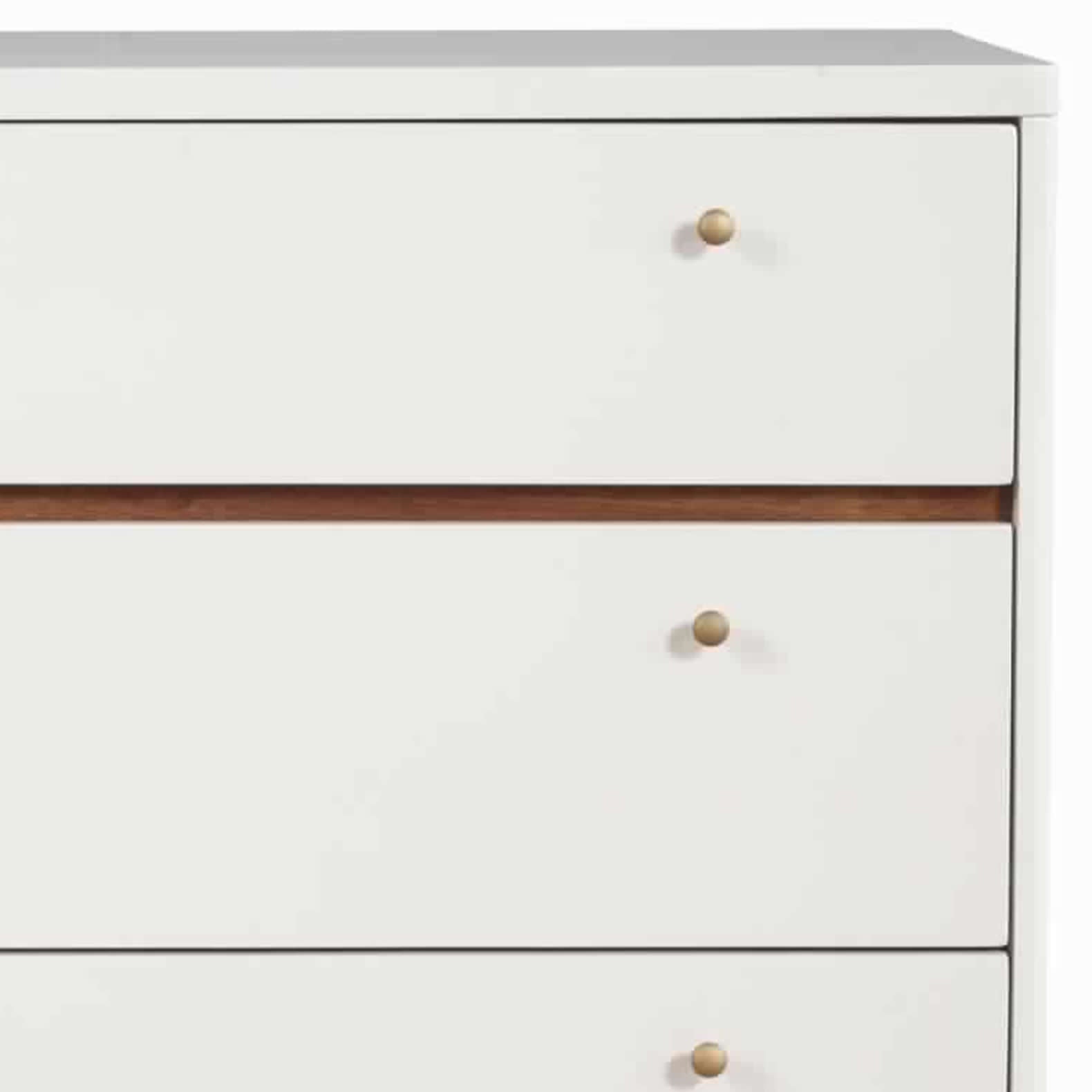 Benjara 3 Drawer Wood Chest with Round Pulls And Angled Legs, Small,White And Brown