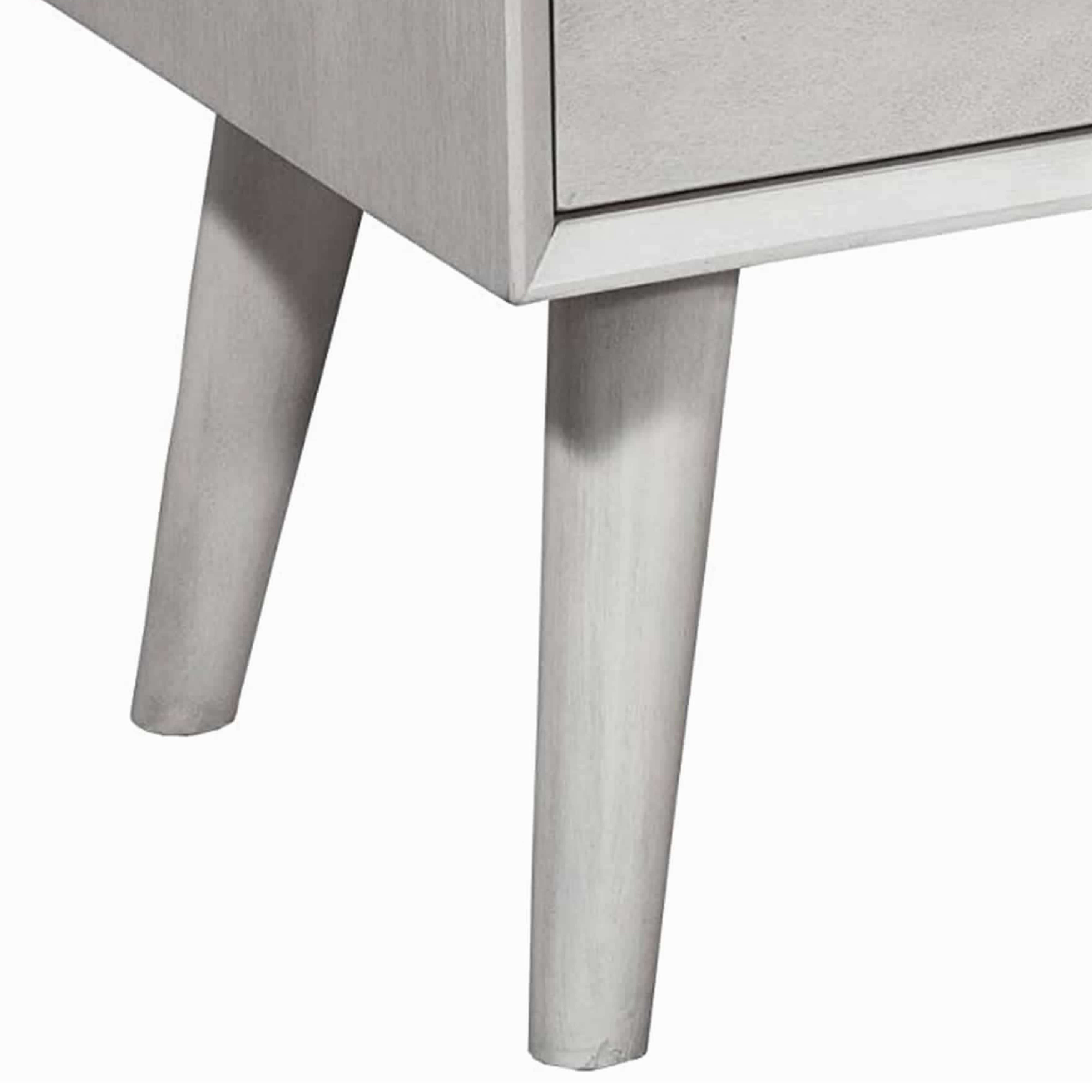 Benjara Mid Century Modern Wooden Nightstand with 2 Drawers And Slanted Legs, Gray