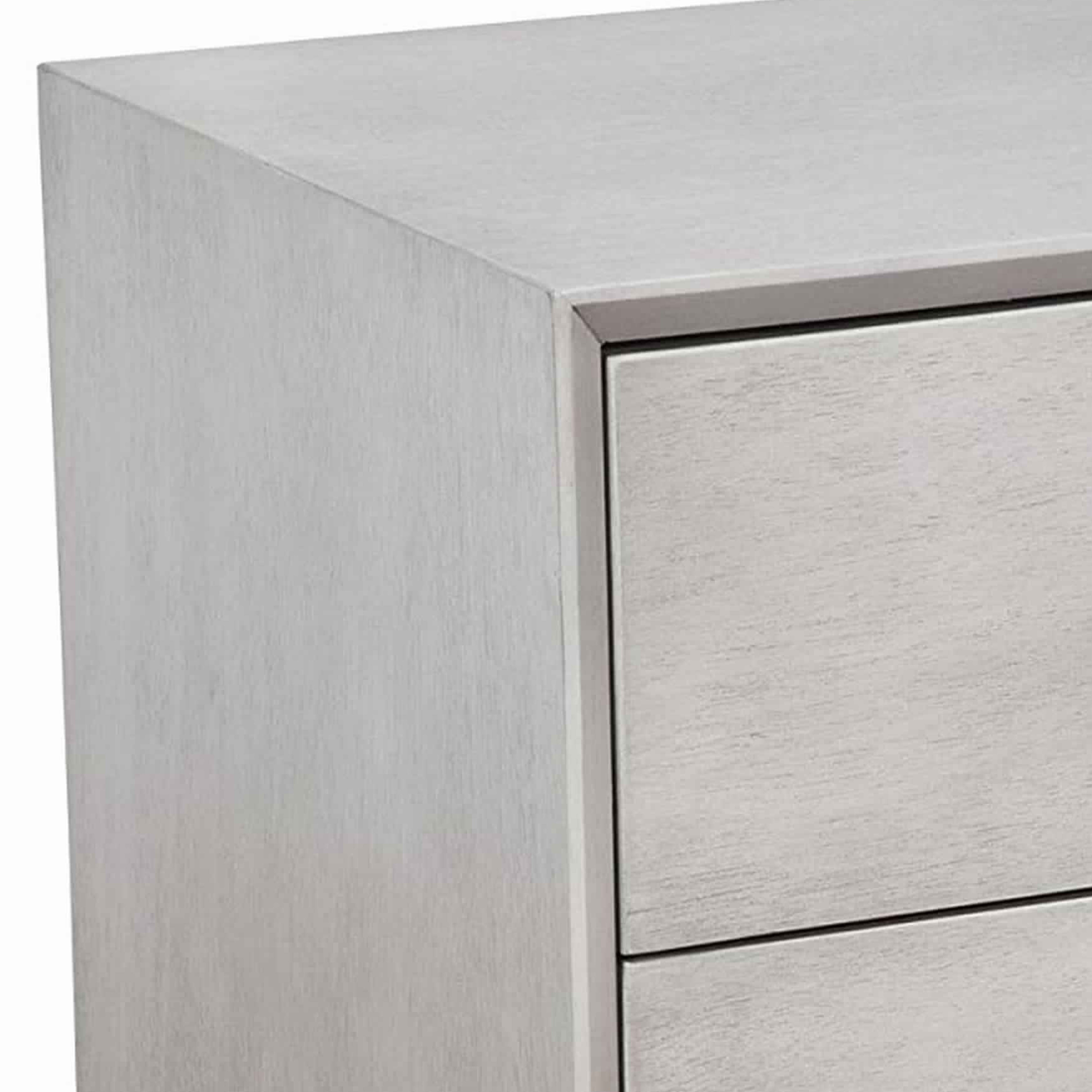 Benjara Mid Century Modern Wooden Nightstand with 2 Drawers And Slanted Legs, Gray