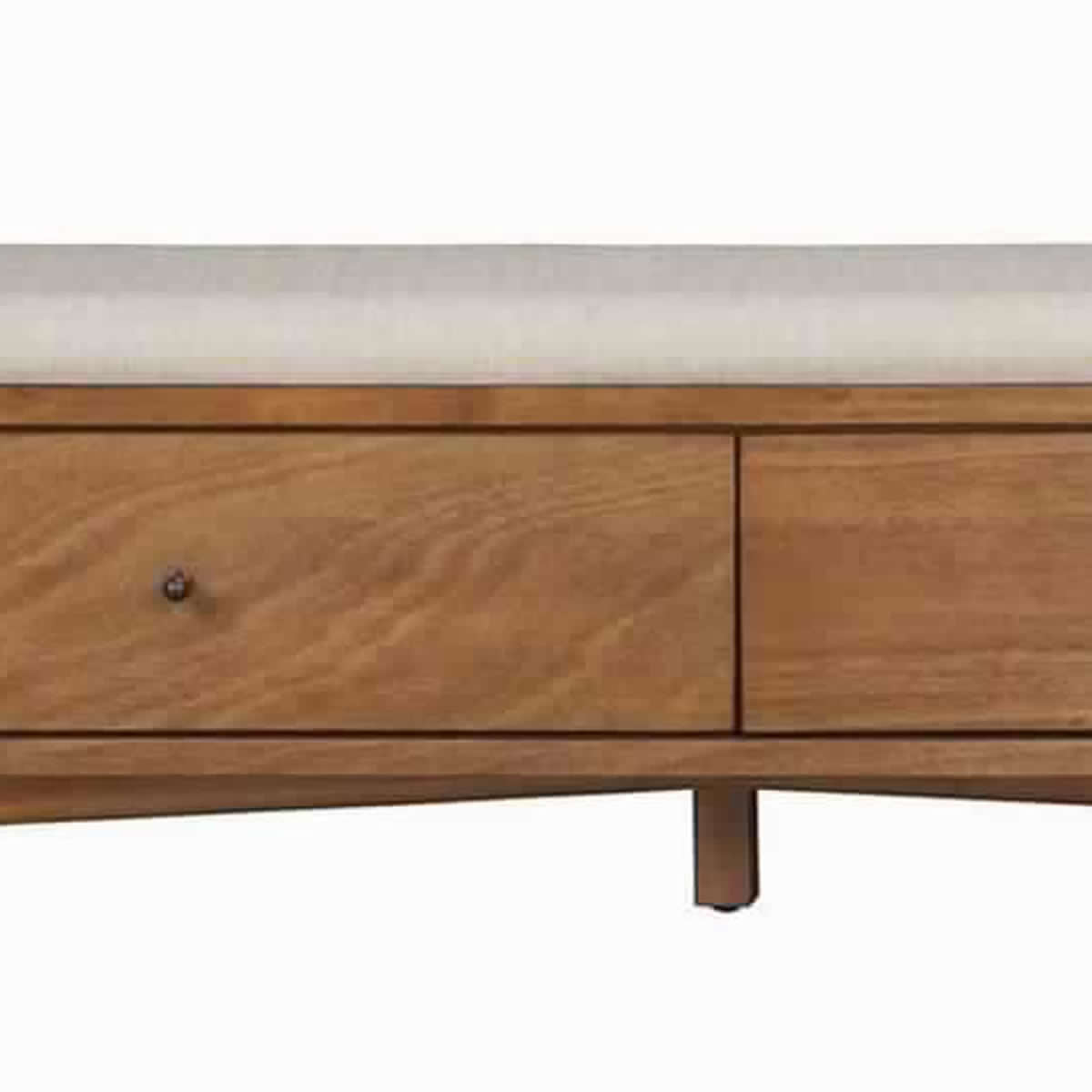 Benjara Fabric Upholstered Bedroom Bench with 2 Storage Drawers, Brown And Gray