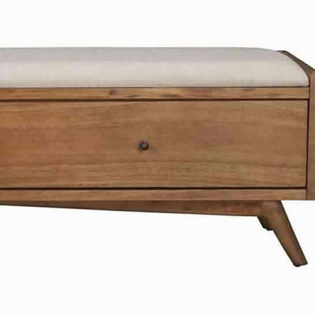 Benjara Fabric Upholstered Bedroom Bench with 2 Storage Drawers, Brown And Gray