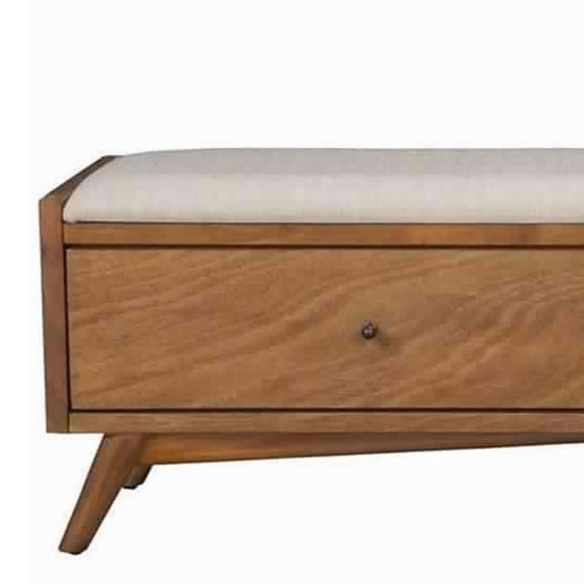 Benjara Fabric Upholstered Bedroom Bench with 2 Storage Drawers, Brown And Gray