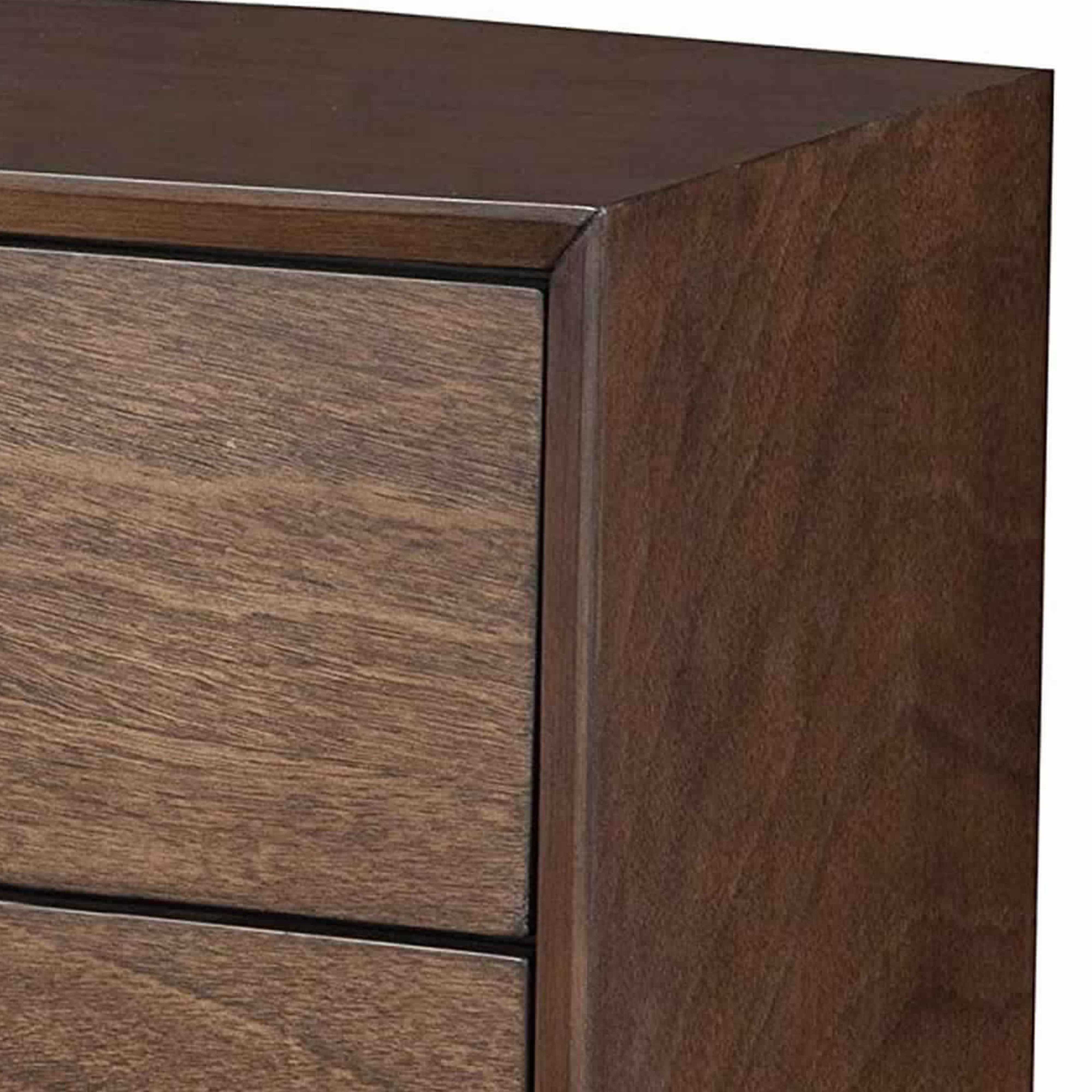 Benjara Mid Century Modern Wooden Nightstand with 2 Drawers And Slanted Legs, Brown