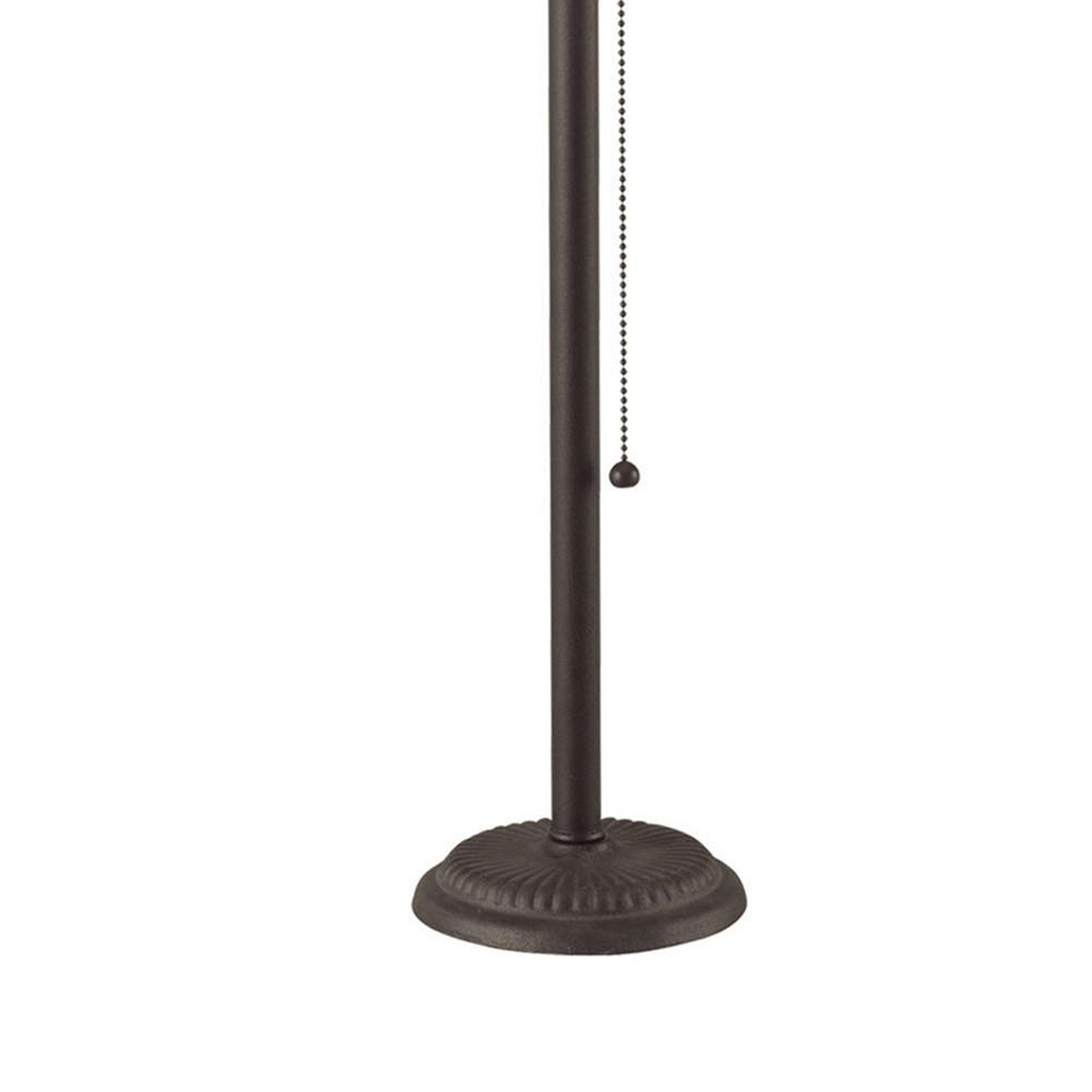 Benjara Paper Shade Metal Table Lamp with Pull Chain Switch,Set of 4,White And Black
