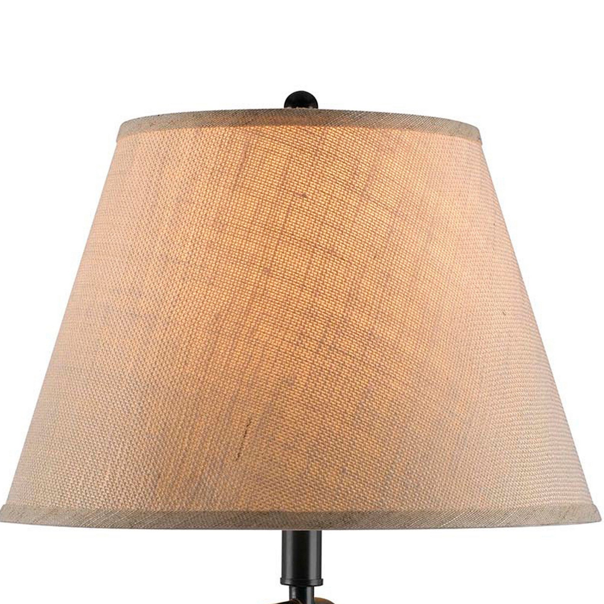 Benjara 3 Way Metal Body Table Lamp with Swing Arm And Conical Fabric Shade, Black