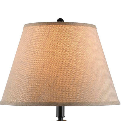 Benjara 3 Way Metal Body Table Lamp with Swing Arm And Conical Fabric Shade, Black