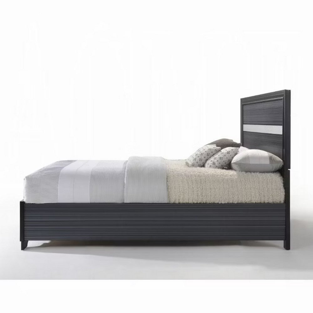 Benjara Contemporary Acrylic Trim Accent Eastern King Bed with 2 Drawers, Black