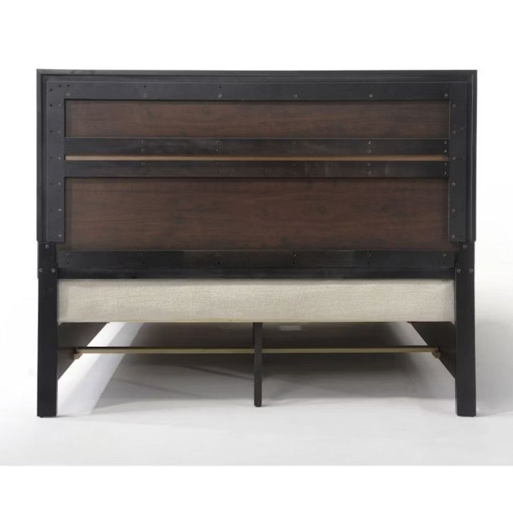 Benjara Contemporary Acrylic Trim Accent Eastern King Bed with 2 Drawers, Black