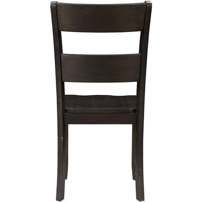 Benjara Transitional Wooden Side Chair with Ladder Backrest, Set of 2, Dark Brown