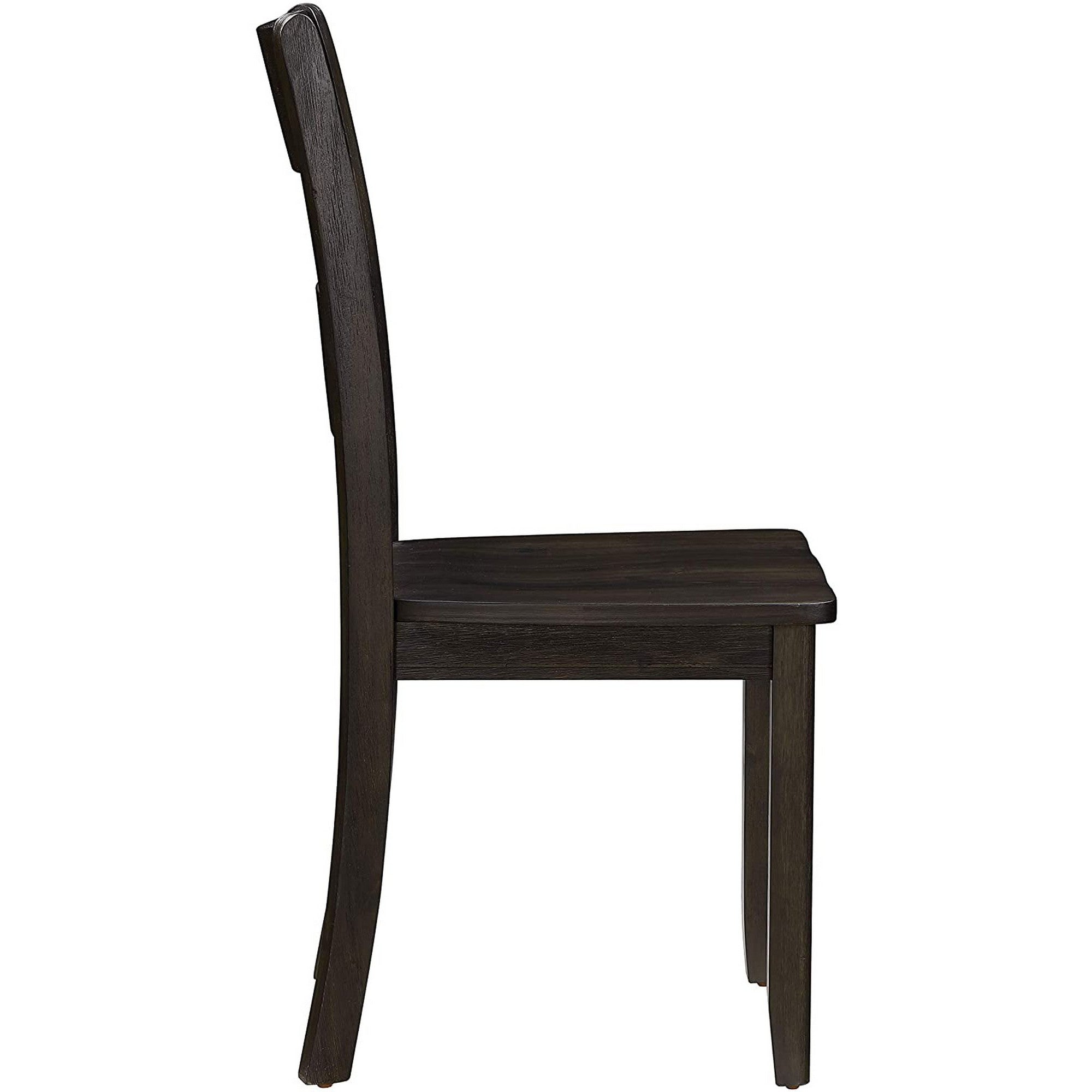 Benjara Transitional Wooden Side Chair with Ladder Backrest, Set of 2, Dark Brown