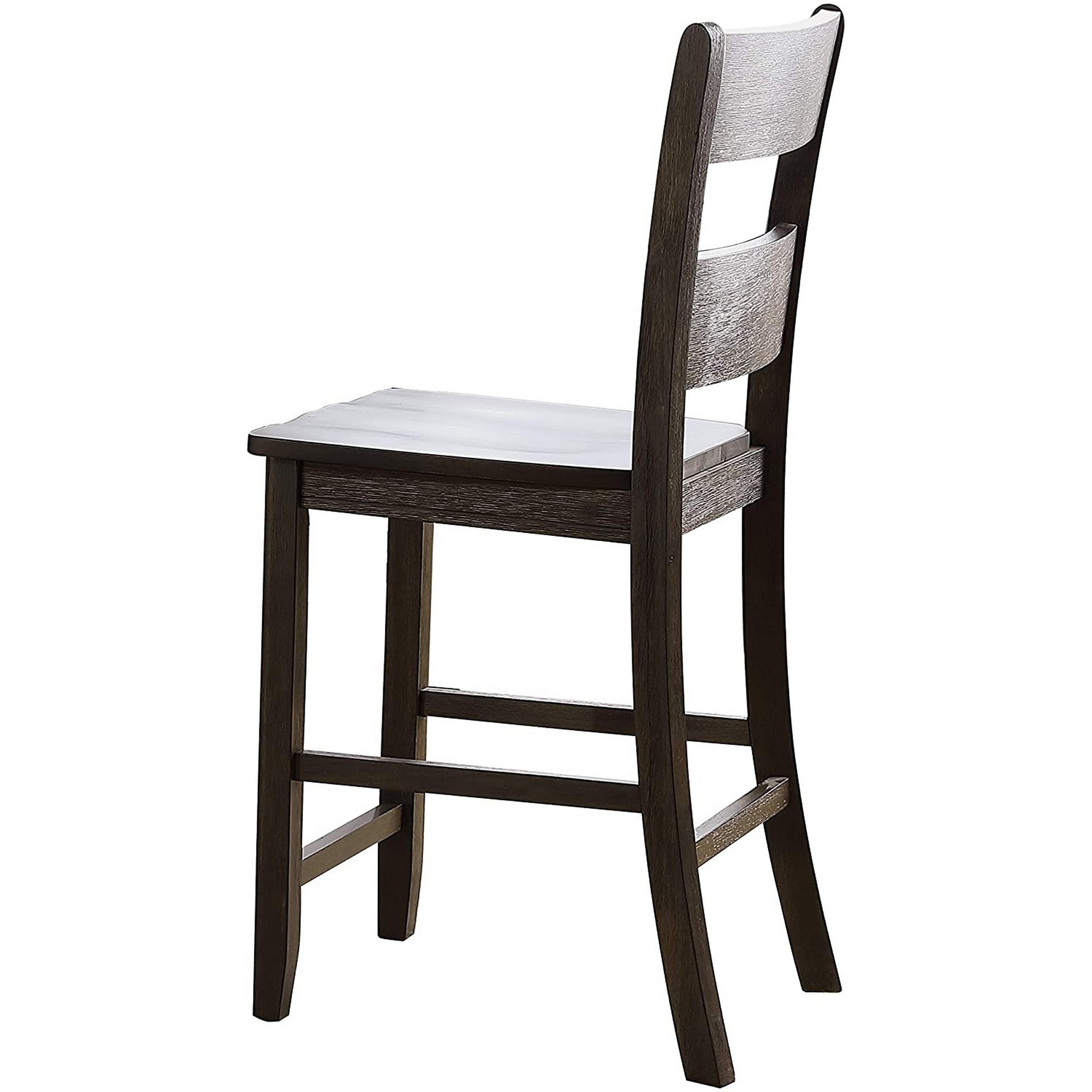 Benjara Wooden Counter Height Side Chair with Ladder Backrest, Set of 2, Dark Brown