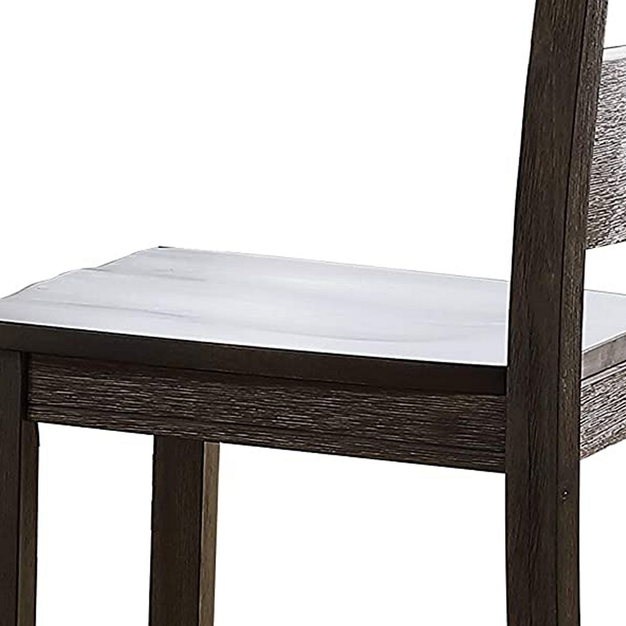 Benjara Wooden Counter Height Side Chair with Ladder Backrest, Set of 2, Dark Brown