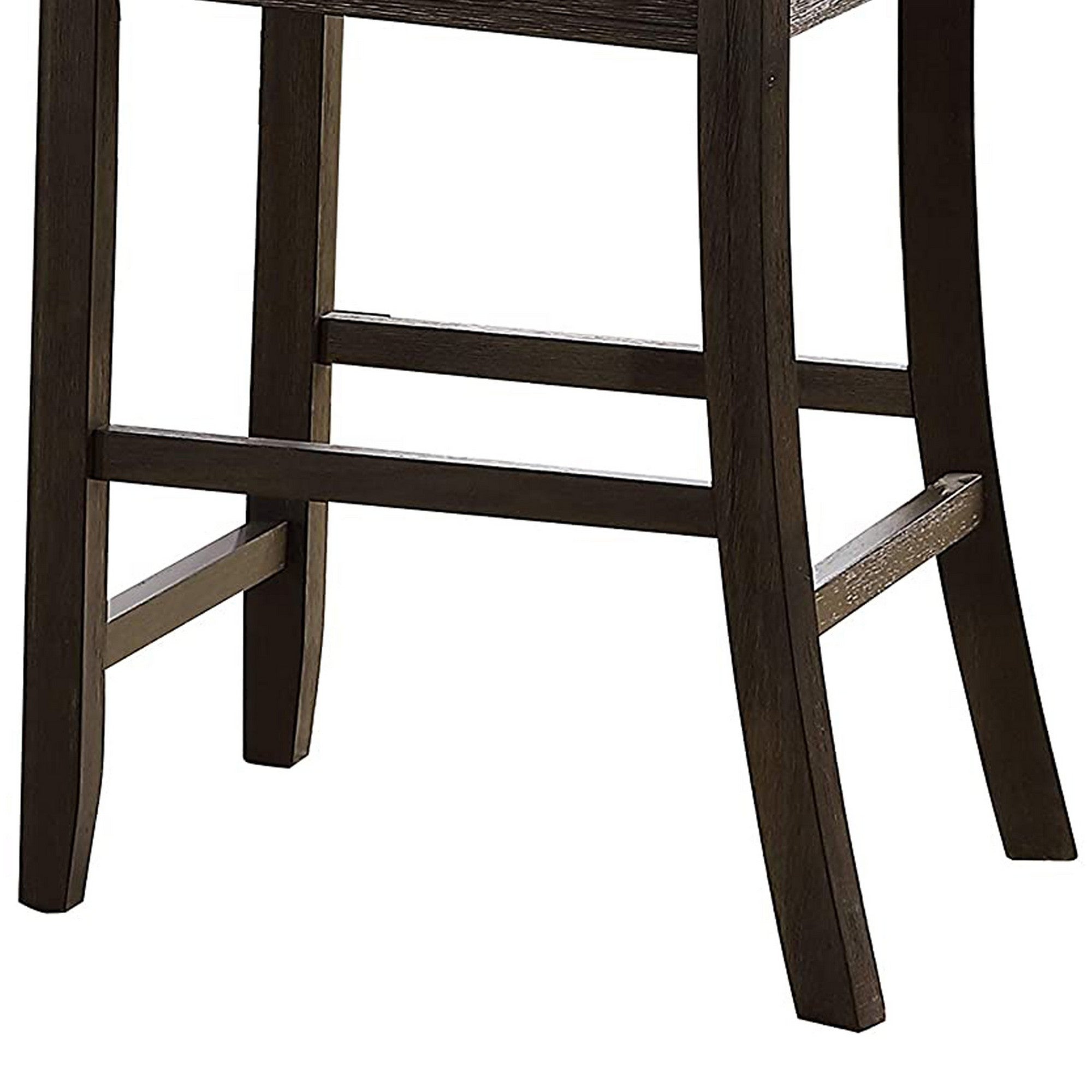 Benjara Wooden Counter Height Side Chair with Ladder Backrest, Set of 2, Dark Brown