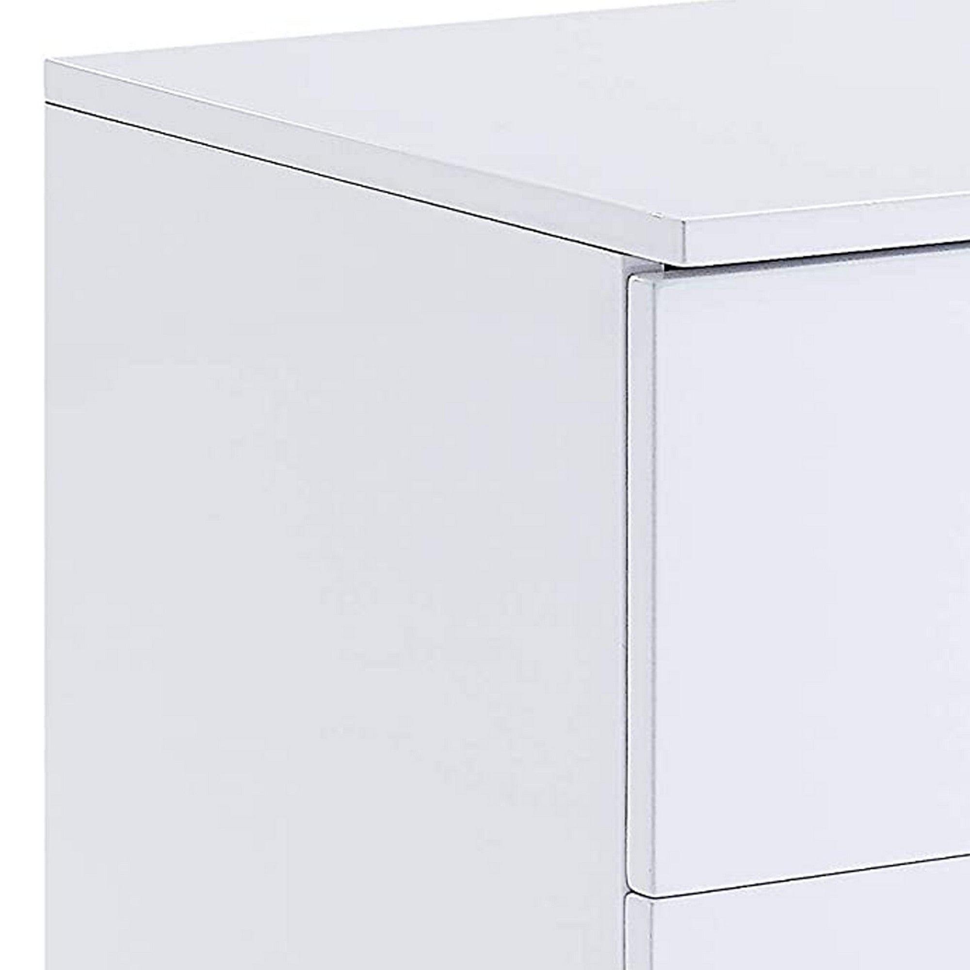 Benjara Transitional Wooden Dual Tone End Table with 2 Drawers, White And Brown