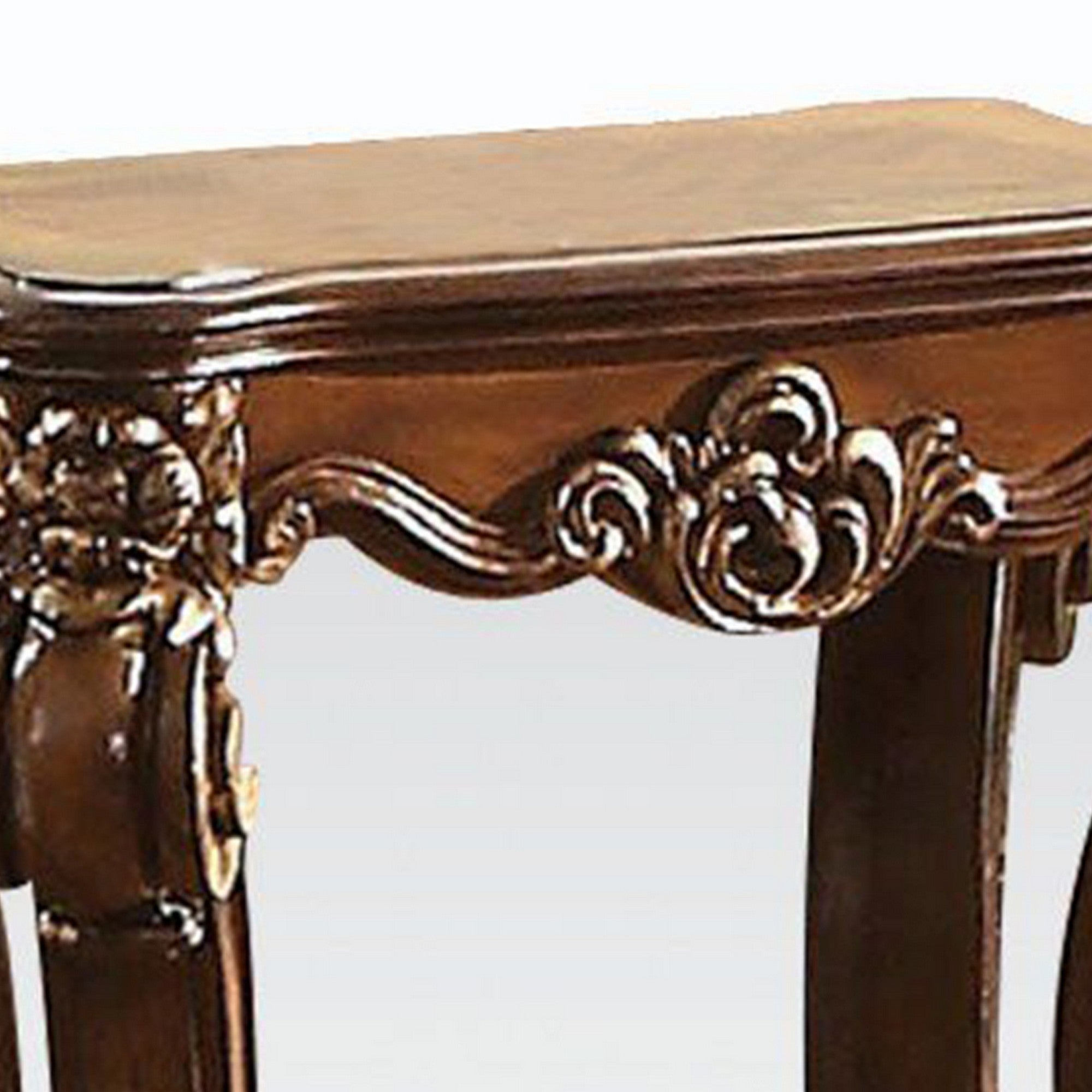 Benjara Royal Designed Wooden Side Table with Intricately Carved Body, Brown