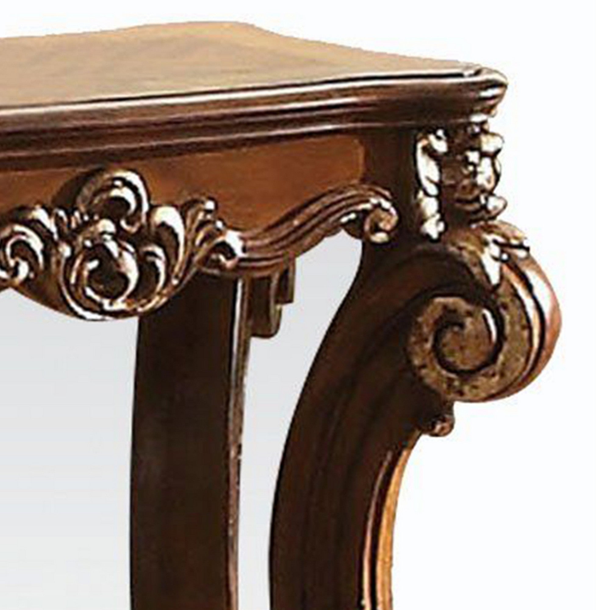Benjara Royal Designed Wooden Side Table with Intricately Carved Body, Brown