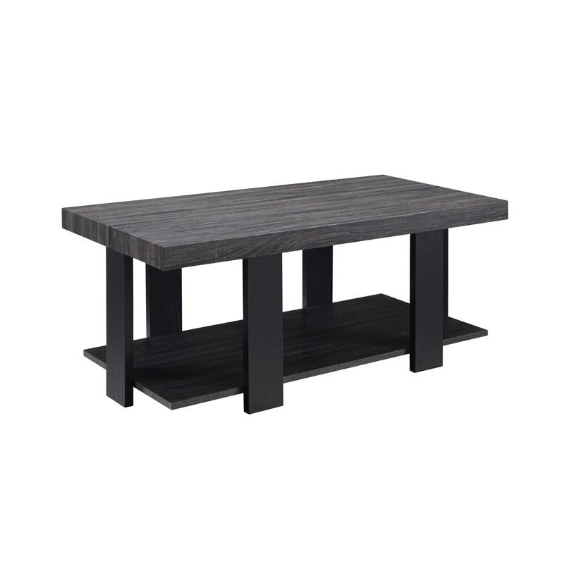 Benjara Wood And Metal 3 Piece Cocktail Table Set, Gray And Black