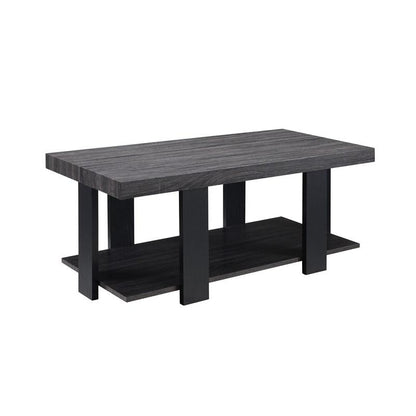 Benjara Wood And Metal 3 Piece Cocktail Table Set, Gray And Black