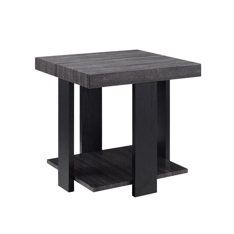 Benjara Wood And Metal 3 Piece Cocktail Table Set, Gray And Black
