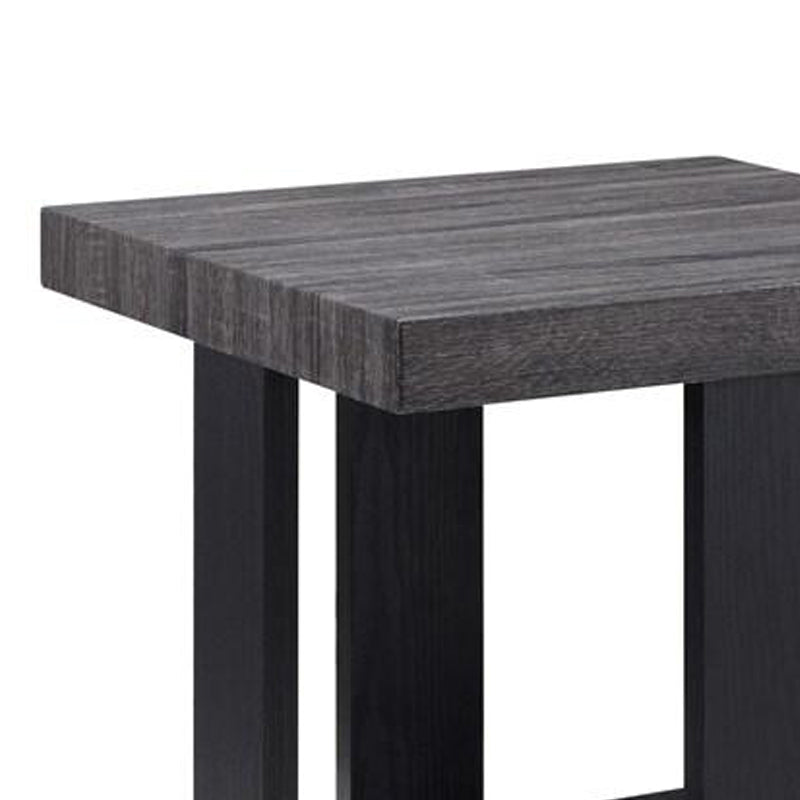 Benjara Wood And Metal 3 Piece Cocktail Table Set, Gray And Black